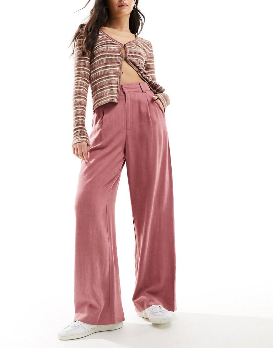 Pantaloni dad a fondo ampio color terracotta in misto lino - ASOS DESIGN - Modalova