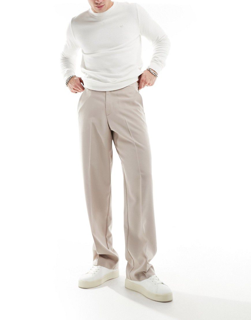 Pantaloni eleganti a fondo ampio beige - ASOS DESIGN - Modalova
