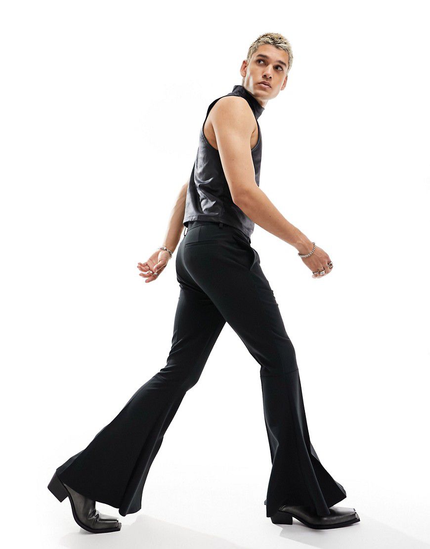 Pantaloni eleganti a fondo super ampio neri - ASOS DESIGN - Modalova