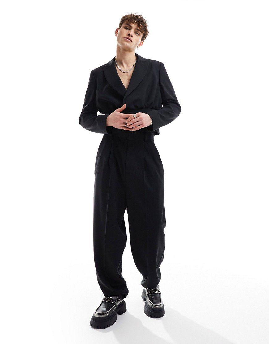 Pantaloni eleganti a palloncino neri con laccetto in coordinato - ASOS DESIGN - Modalova
