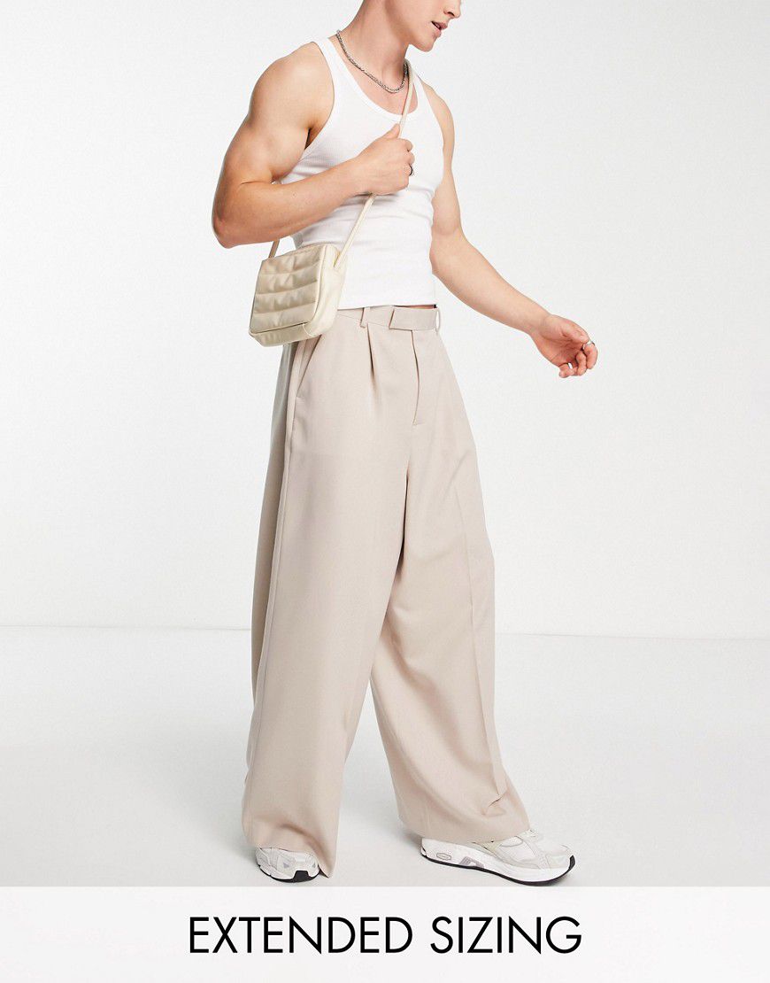 Pantaloni eleganti con fondo super ampio color pietra - ASOS DESIGN - Modalova