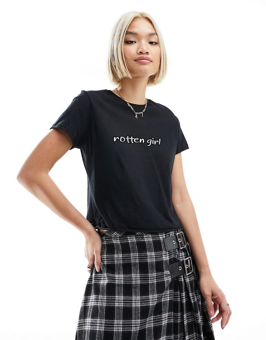 T-shirt mini nera con scritta stampata - ASOS DESIGN - Modalova