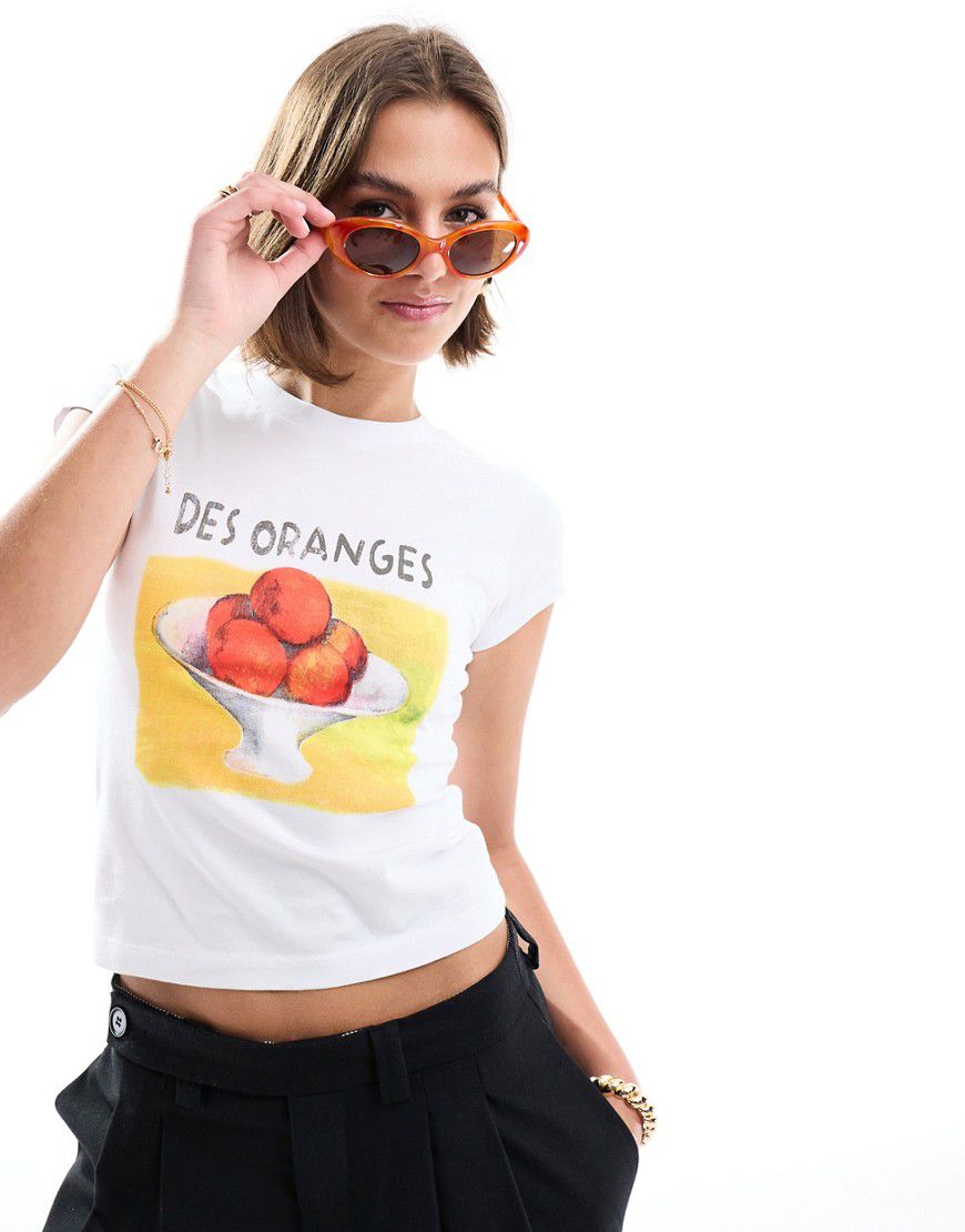 T-shirt mini color crema con grafica "Des Oranges" - ASOS DESIGN - Modalova