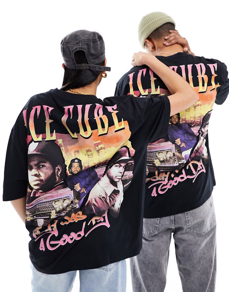 T-shirt oversize unisex nera con stampa Ice Cube - ASOS DESIGN - Modalova
