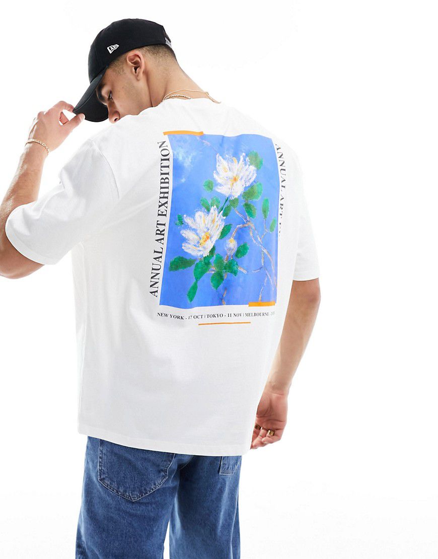T-shirt oversize bianca con stampa di dipinto ad olio sul retro - ASOS DESIGN - Modalova
