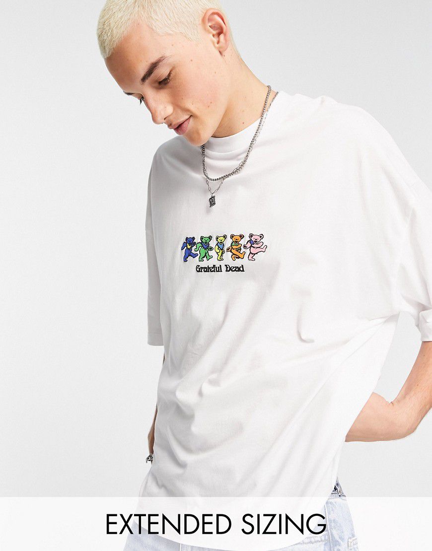 T-shirt oversize bianca con stampa orsi Greatful Dead - ASOS DESIGN - Modalova