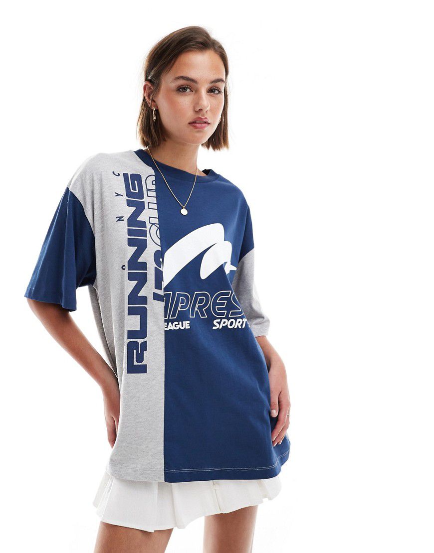 T-shirt oversize con grafica sportiva e scritta "Running" mélange - ASOS DESIGN - Modalova