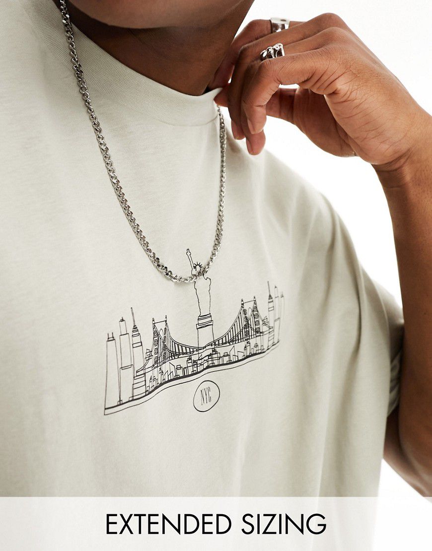 T-shirt oversize chiaro con stampa di Brooklyn - ASOS DESIGN - Modalova