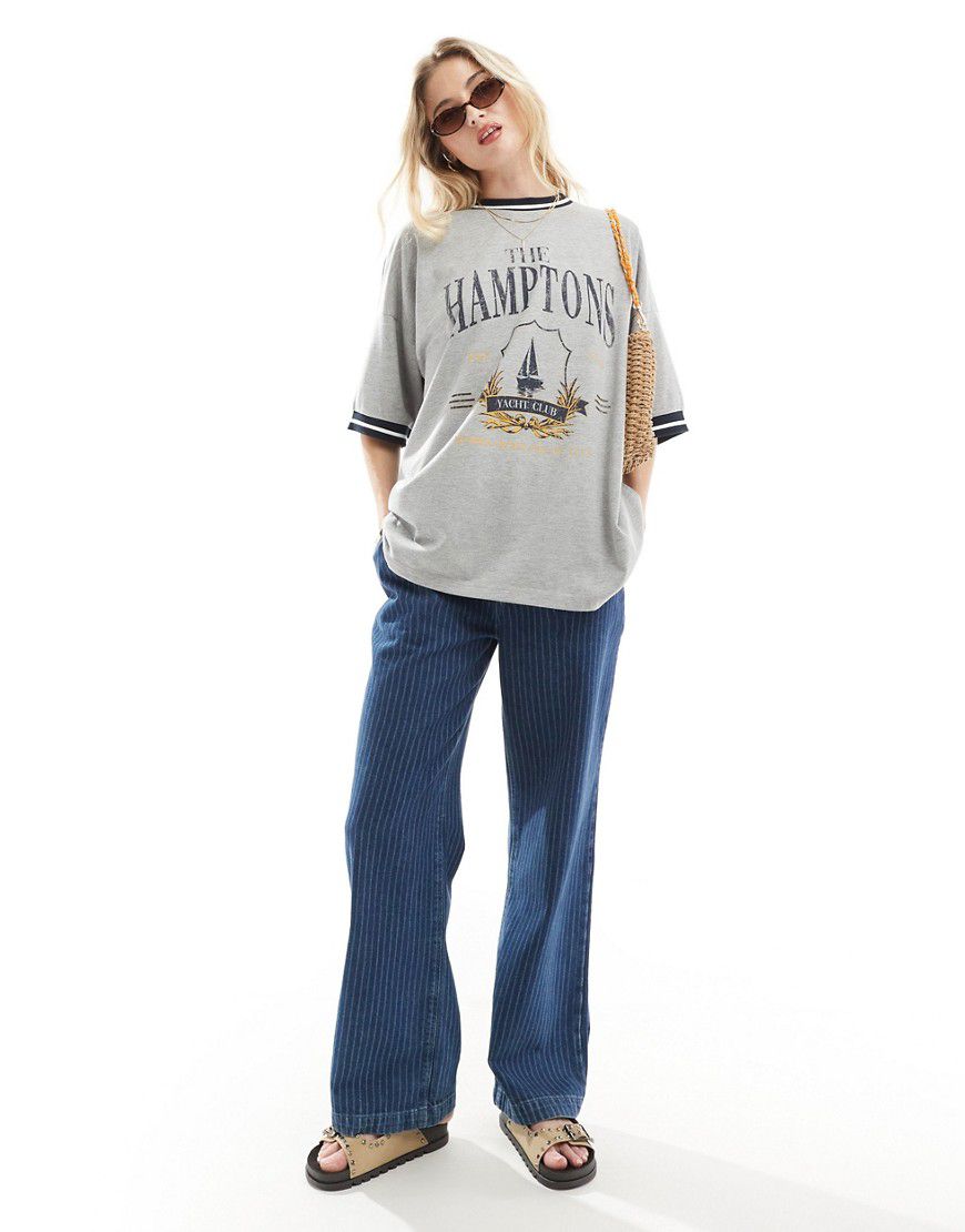 T-shirt oversize mélange con stampa "The Hamptons" - ASOS DESIGN - Modalova