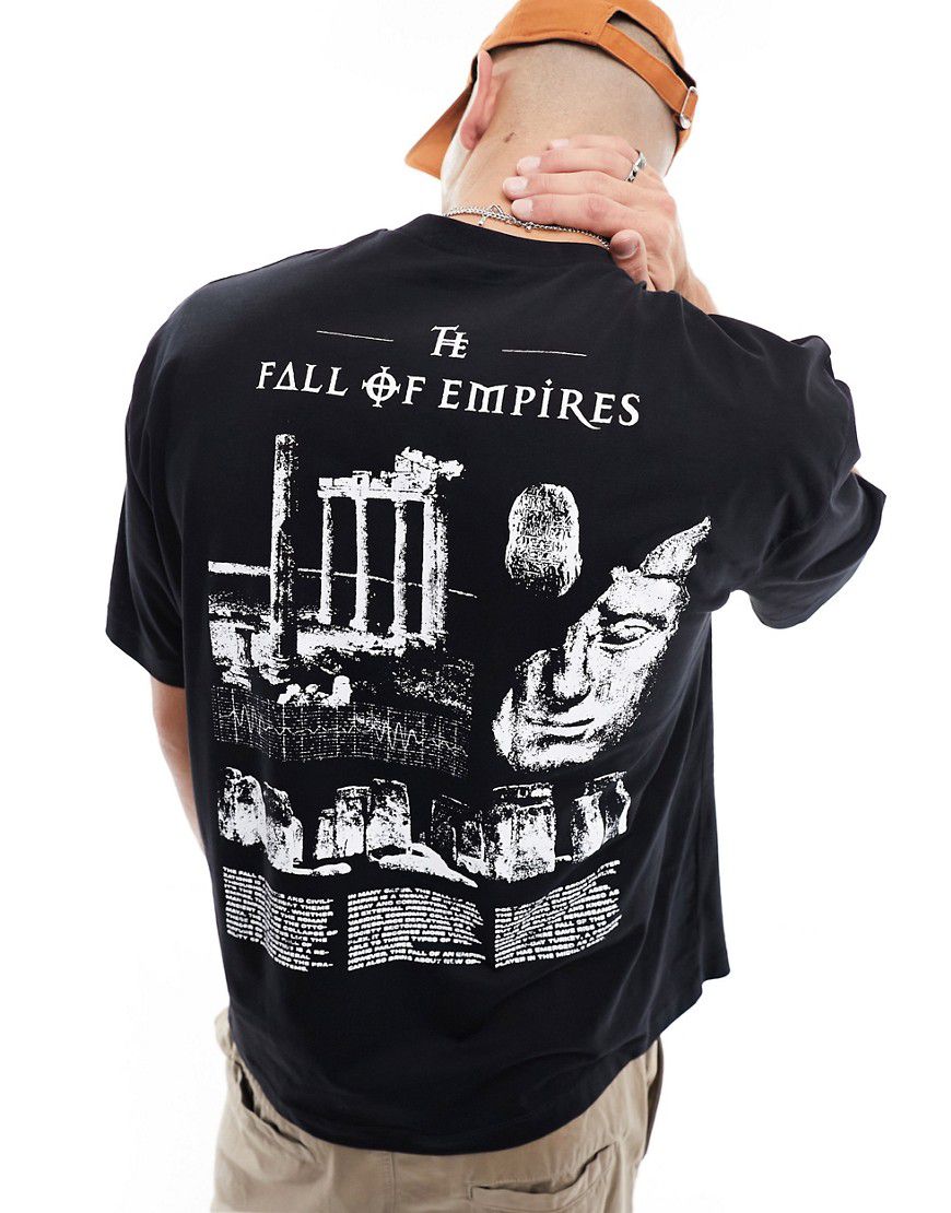 T-shirt oversize nera con stampa con statua sul retro - ASOS DESIGN - Modalova