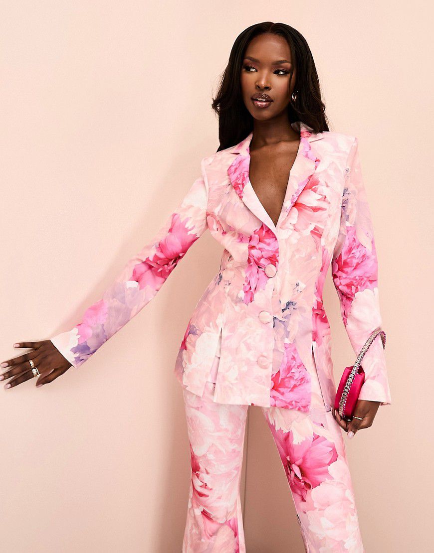 Blazer da abito rosa con stampa floreale in coordinato - ASOS LUXE - Modalova