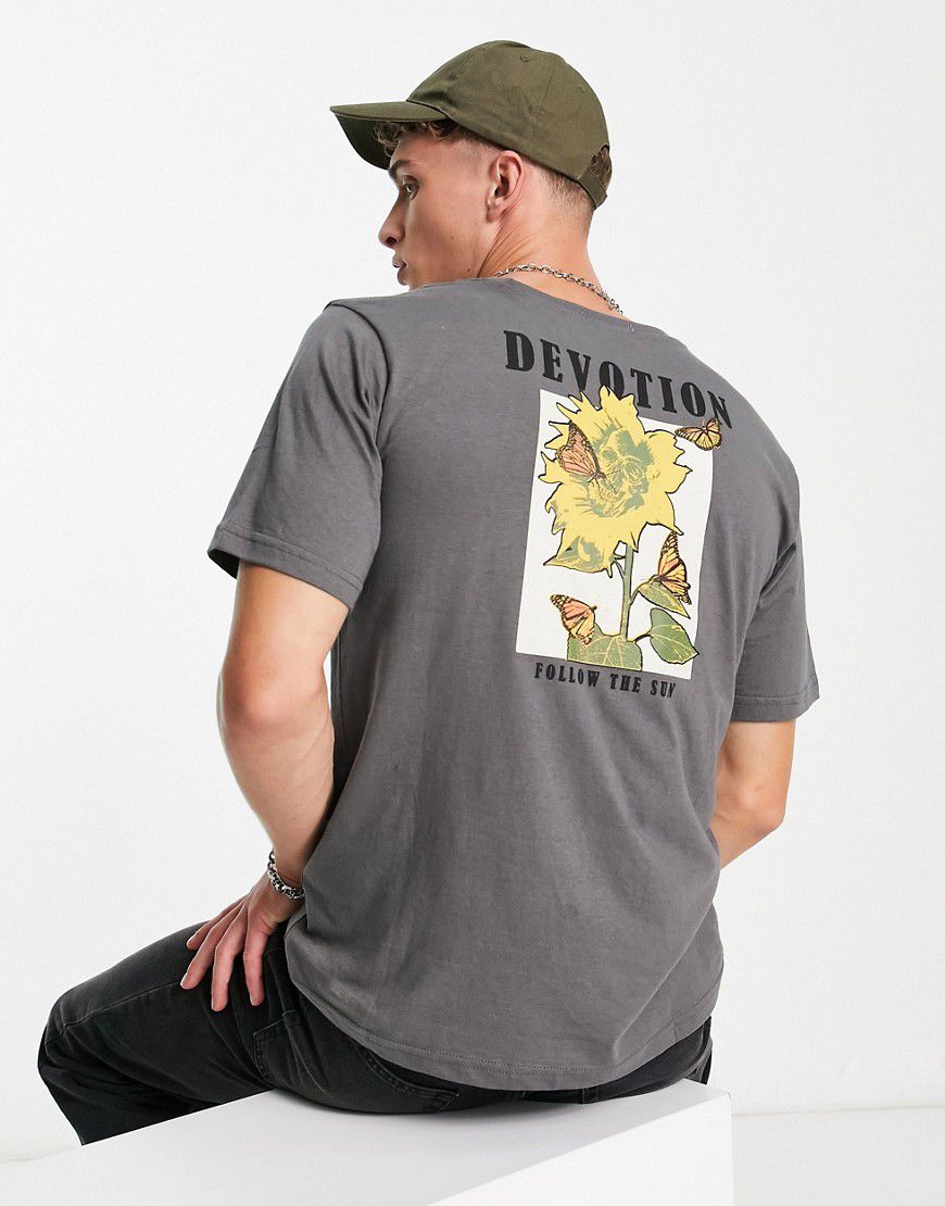 T-shirt oversize grigia con stampa sul retro - Bolongaro Trevor - Modalova