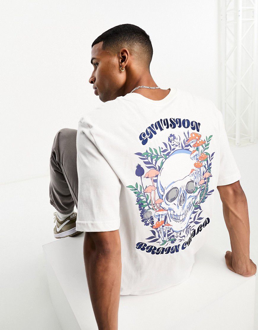 T-shirt a maniche corte bianca con stampa di teschio con funghi - Bolongaro Trevor - Modalova