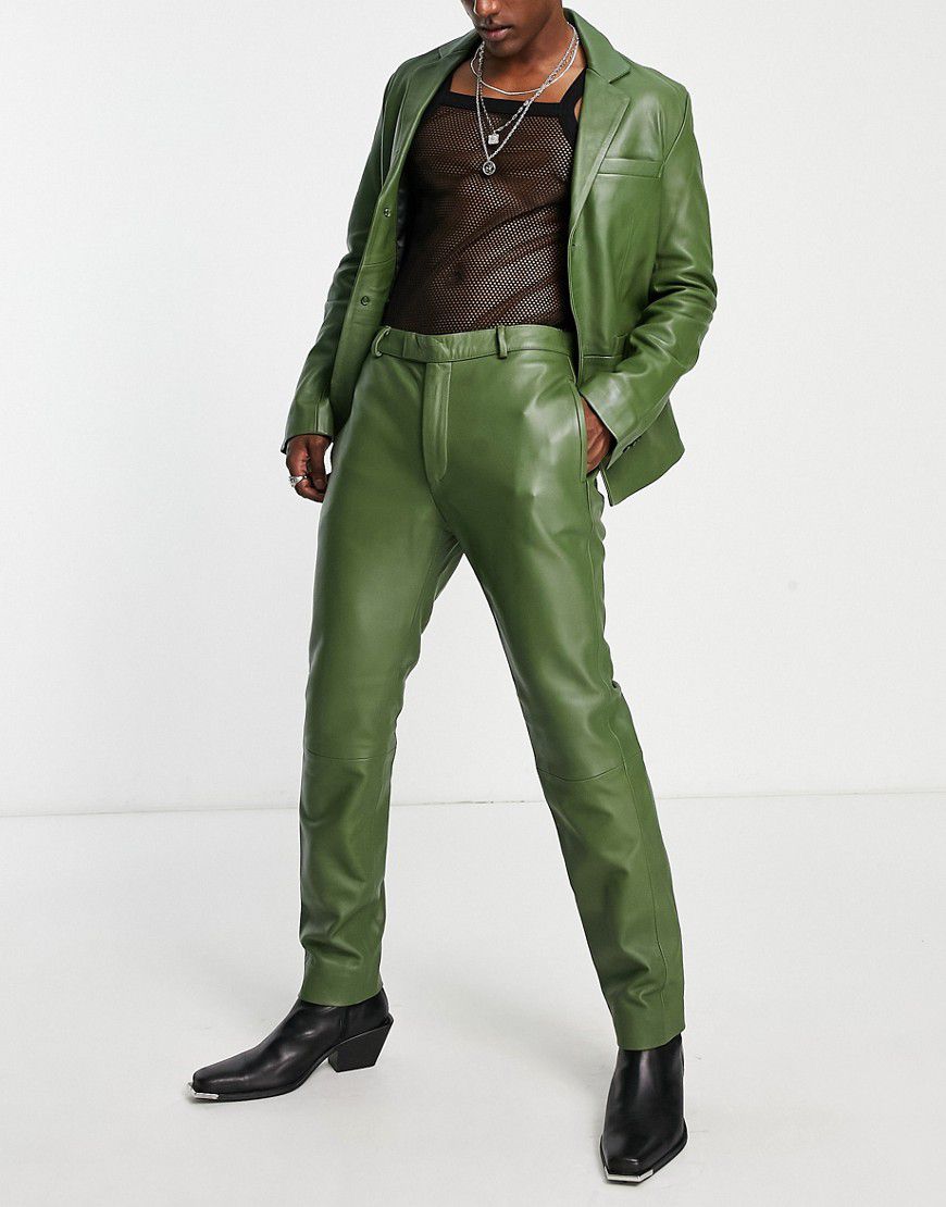 Pantaloni da abito in pelle verdi - Bolongaro Trevor - Modalova