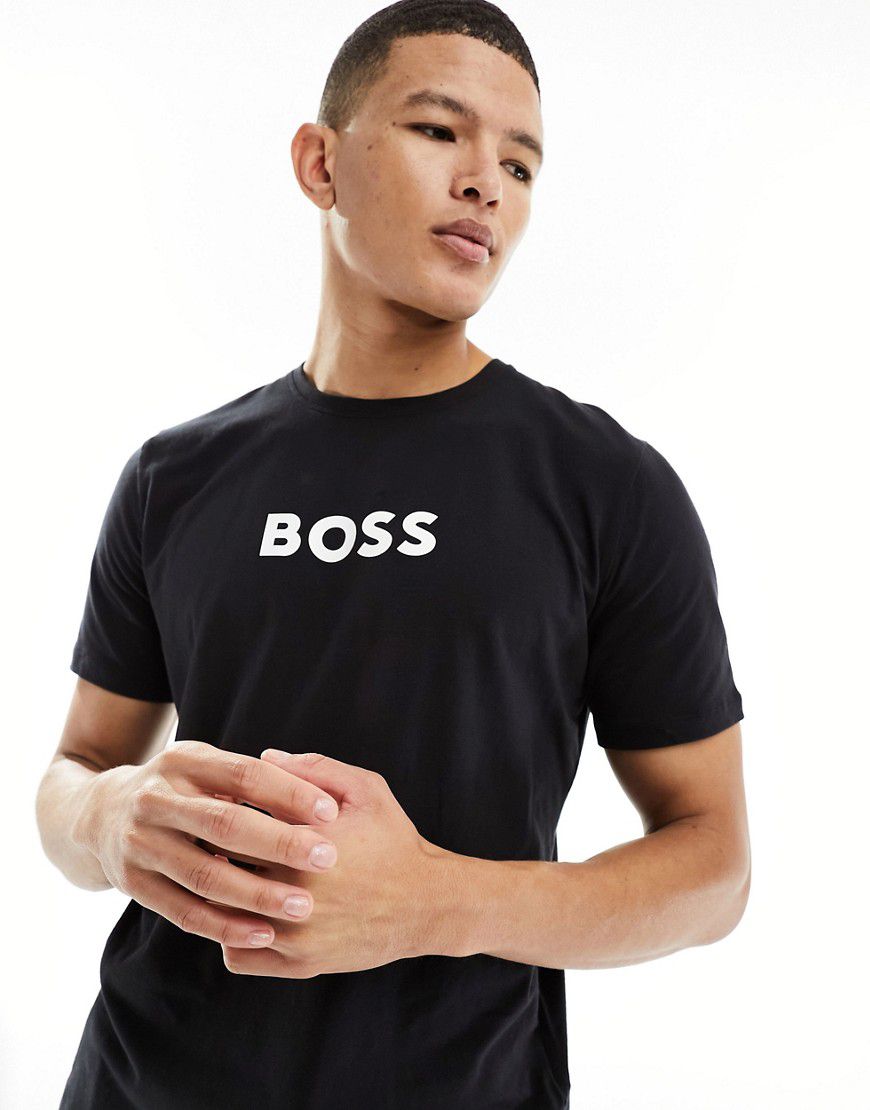 T-shirt nera con logo - BOSS Bodywear - Modalova