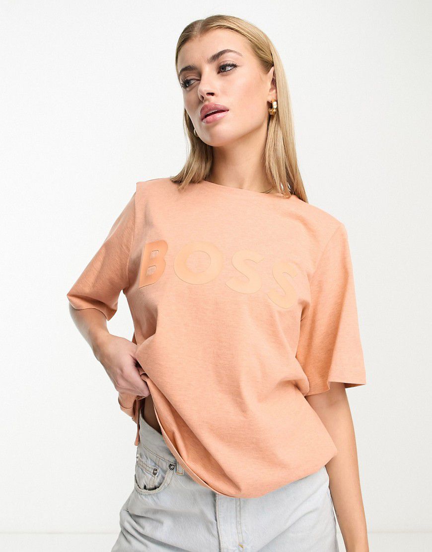 Etey - T-shirt pastello con logo grande - BOSS Orange - Modalova