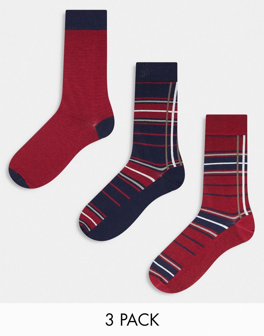 Confezione regalo con 3 paia di calzini rossi a quadri scozzesi - Barbour - Modalova