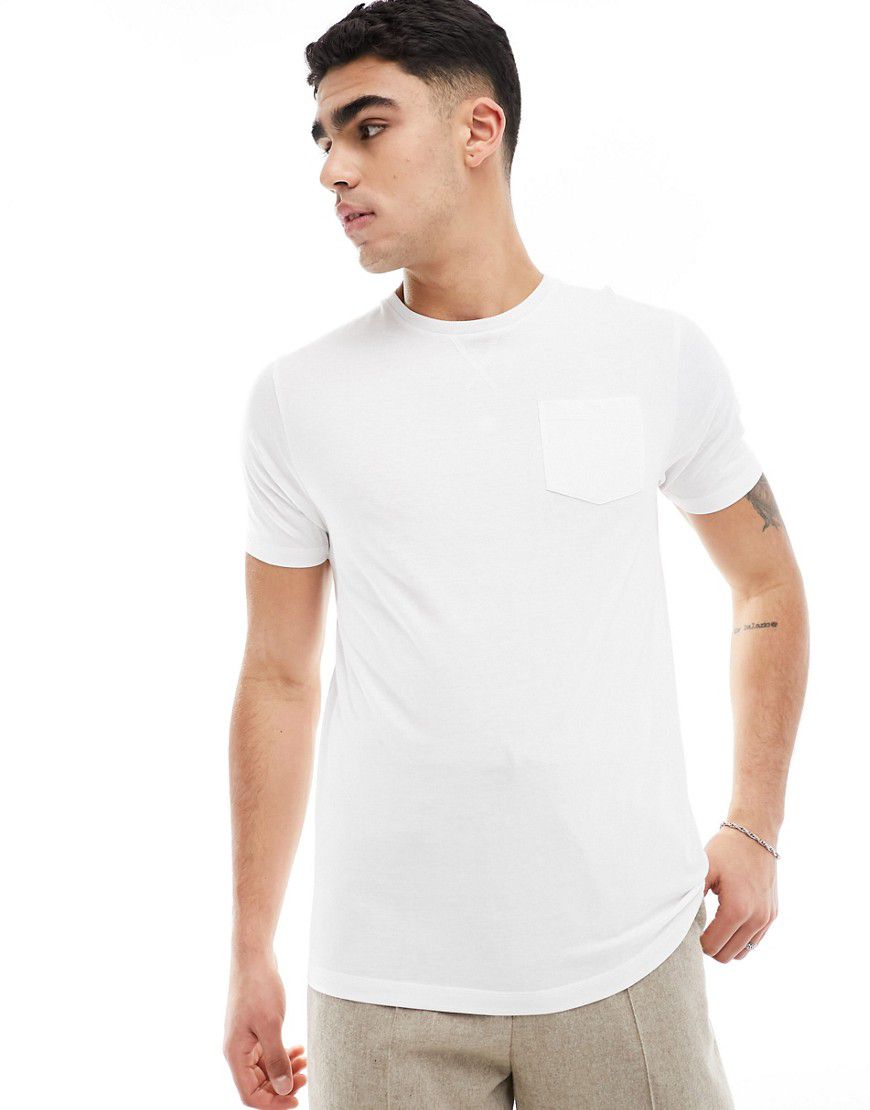 T-shirt girocollo bianca con tasca - Brave Soul - Modalova