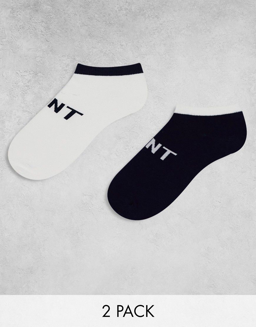 Confezione da 2 paia di calzini neri e bianchi con logo - Gant - Modalova