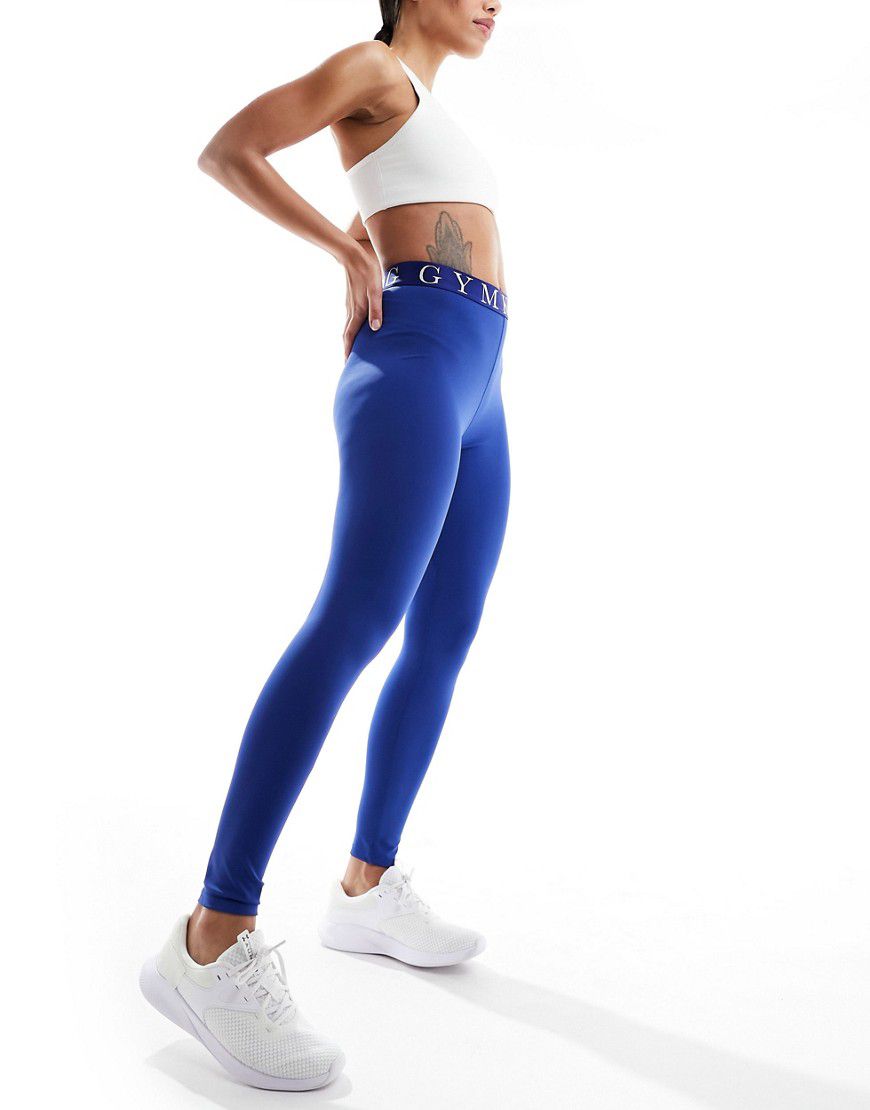 Impact - Leggings blu con fettuccia con logo - Gym King - Modalova