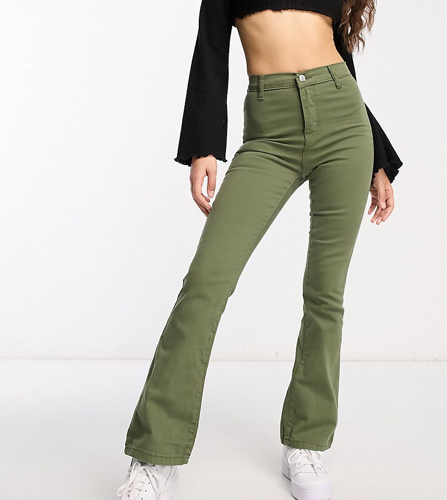 Petite - Bianca - Jeans a fondo ampio stile disco a vita alta kaki - Don't Think Twice - Modalova