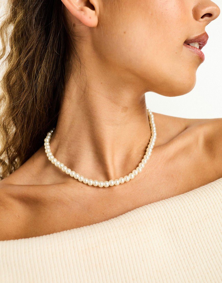 Collana con perle bianche - DesignB London - Modalova