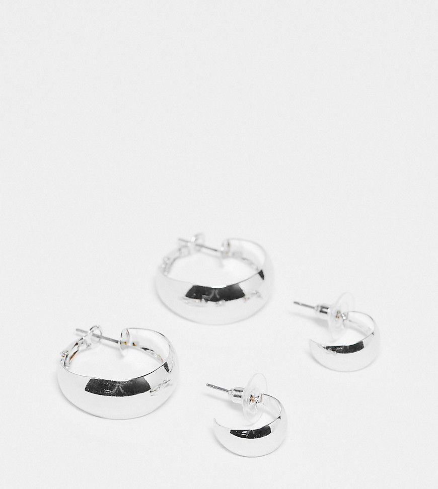 Confezione da 2 paia di orecchini a cerchio spessi - DesignB London - Modalova