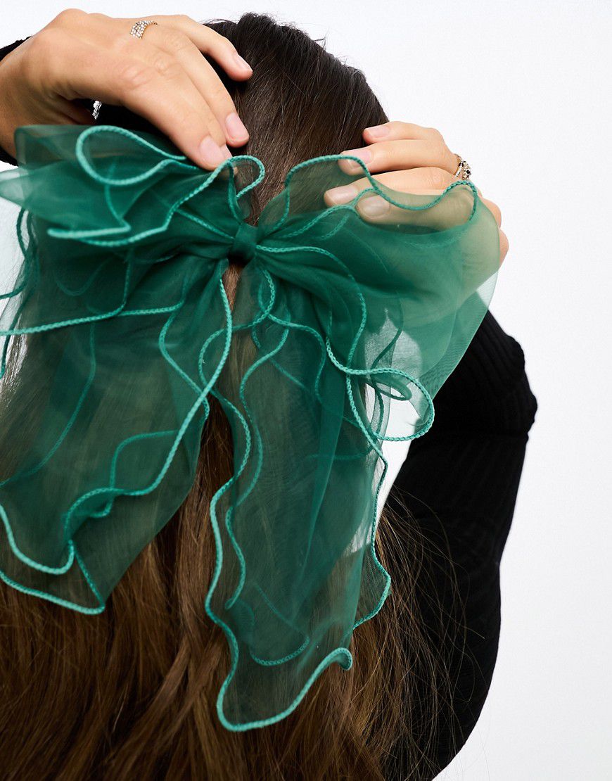 Fiocco per capelli gioiello in organza con cuciture a vista - DesignB London - Modalova