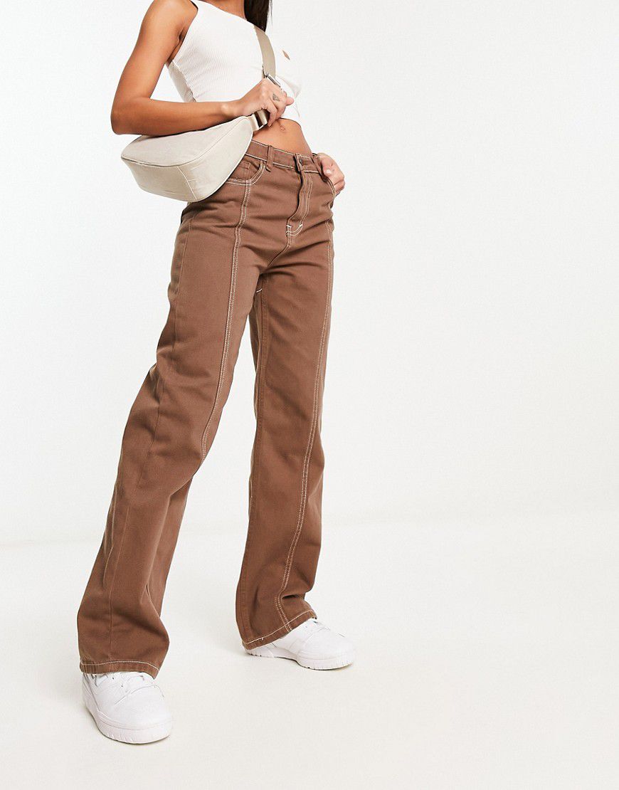 DTT - Jeans a fondo ampio marroni con cuciture a contrasto - Don't Think Twice - Modalova