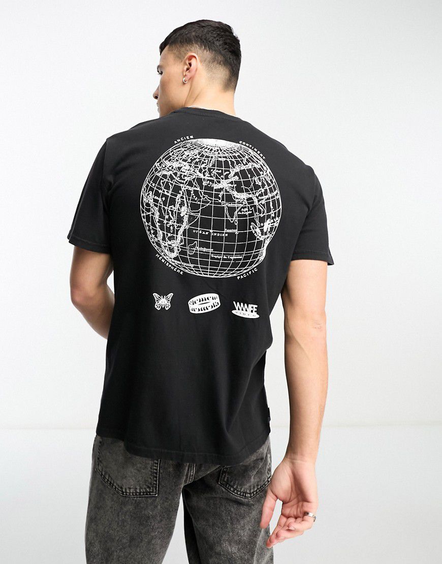 T-shirt nera con stampa di globo sul retro - Element - Modalova