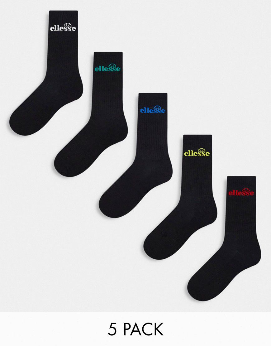 Confezione regalo da 5 paia di calzini neri con logo - ellesse - Modalova
