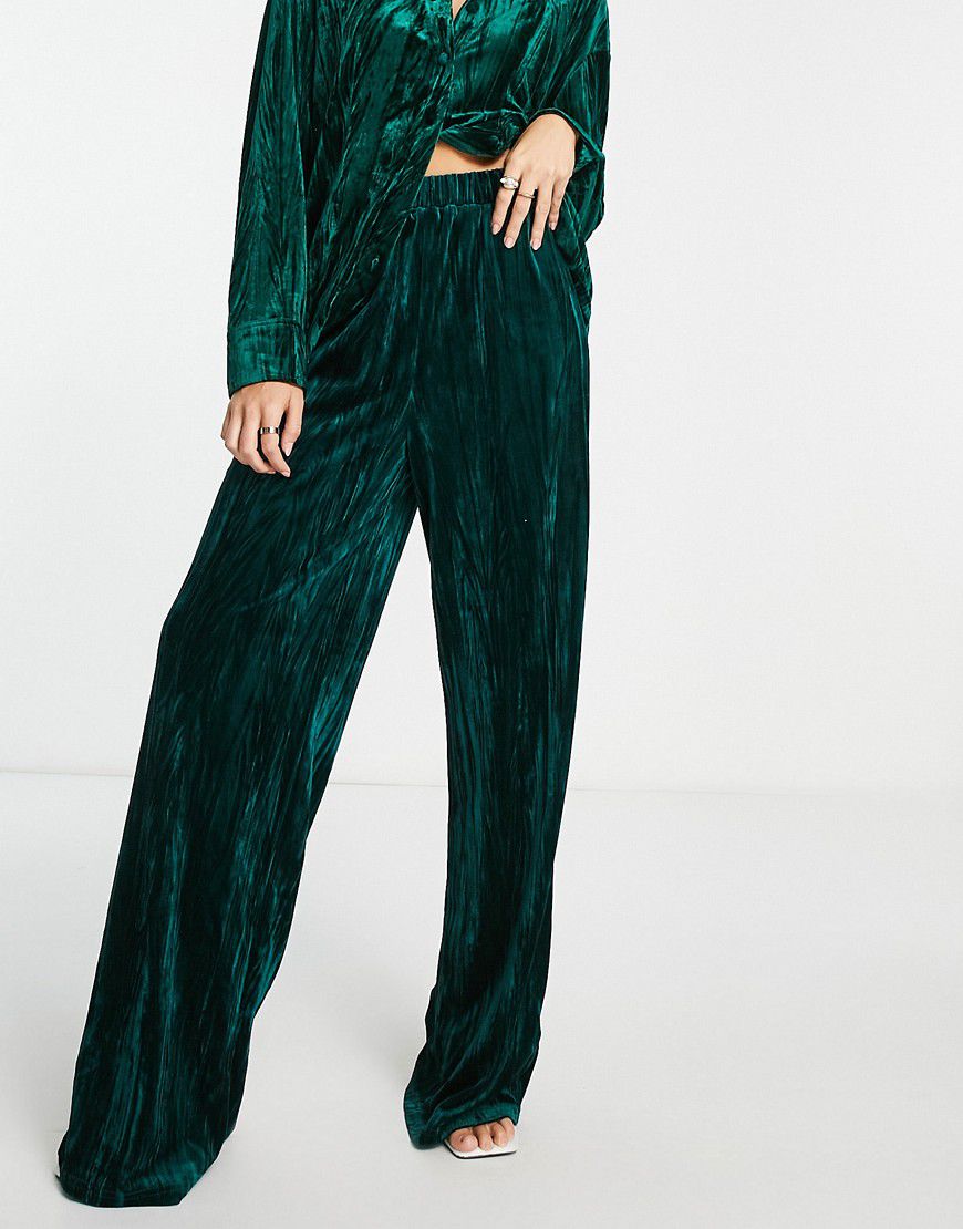 Pantaloni con fondo molto ampio e vita elasticizzata smeraldo in coordinato - Extro & Vert - Modalova
