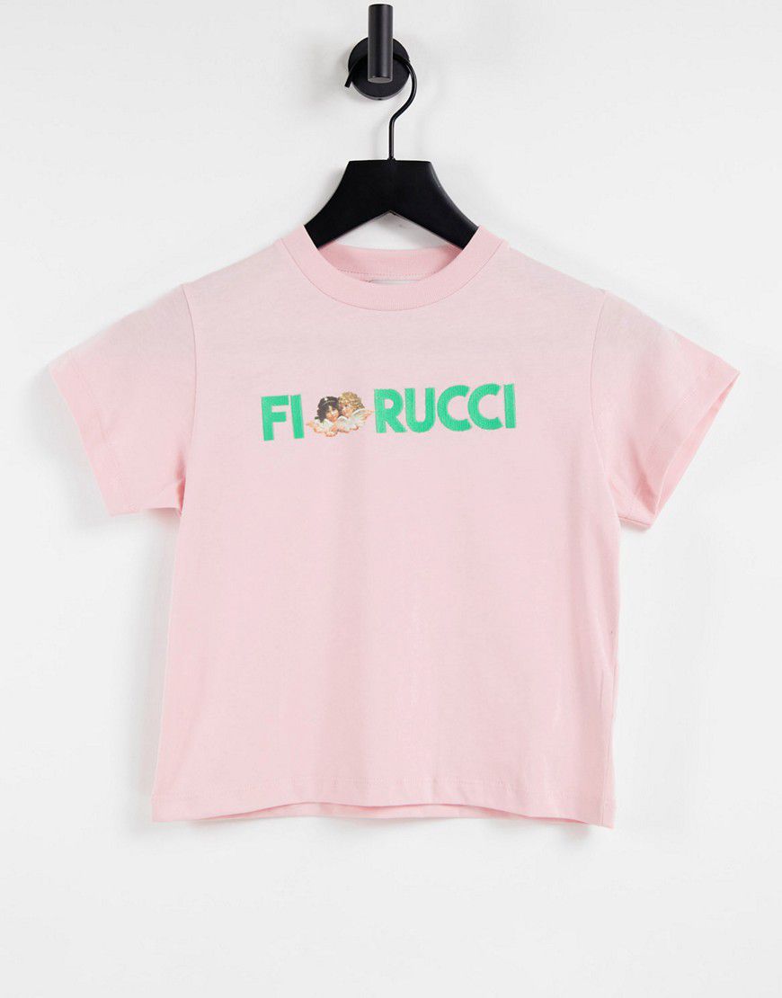 T-shirt comoda con logo e angelo a contrasto - Fiorucci - Modalova