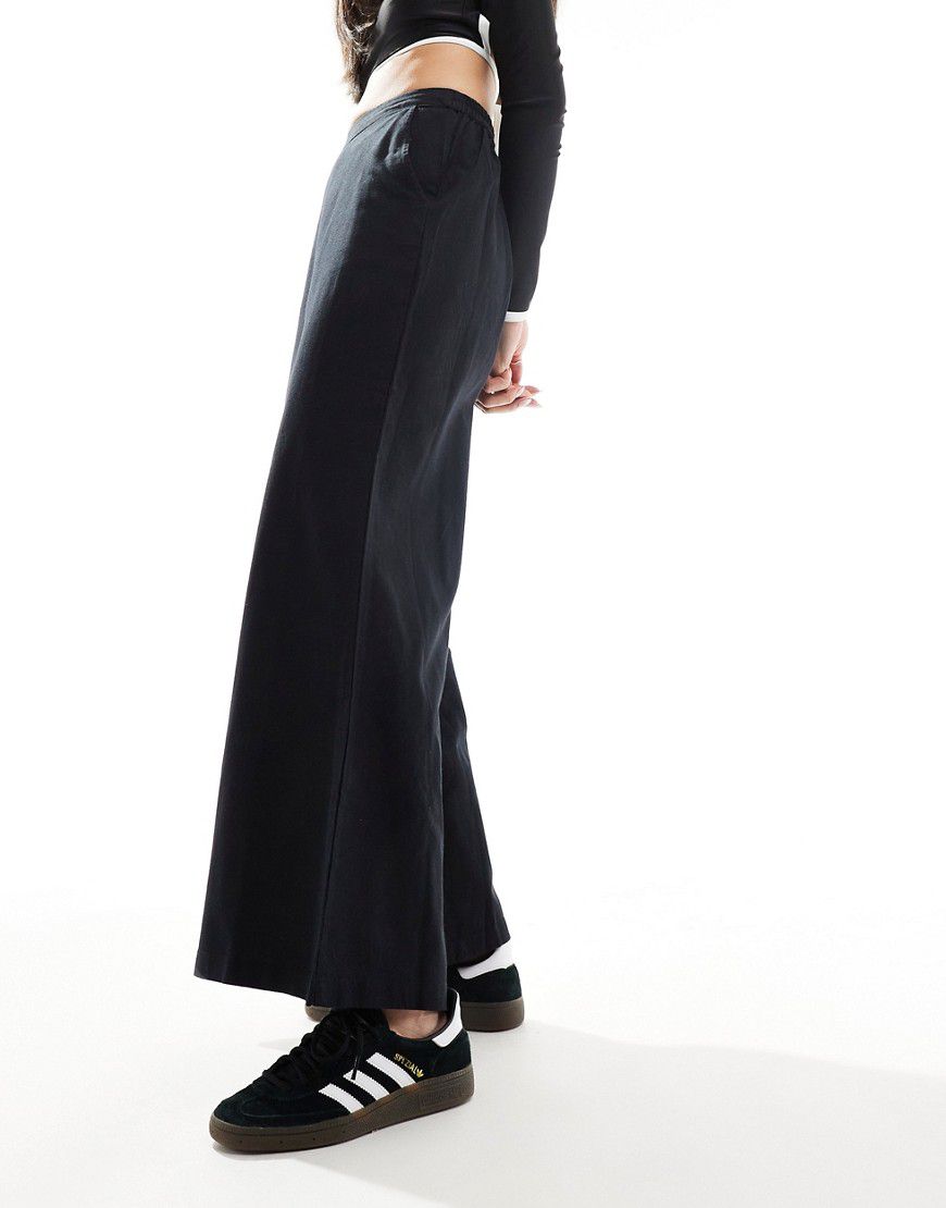 Pantaloni leggeri in misto lino con fondo ampio neri - French Connection - Modalova