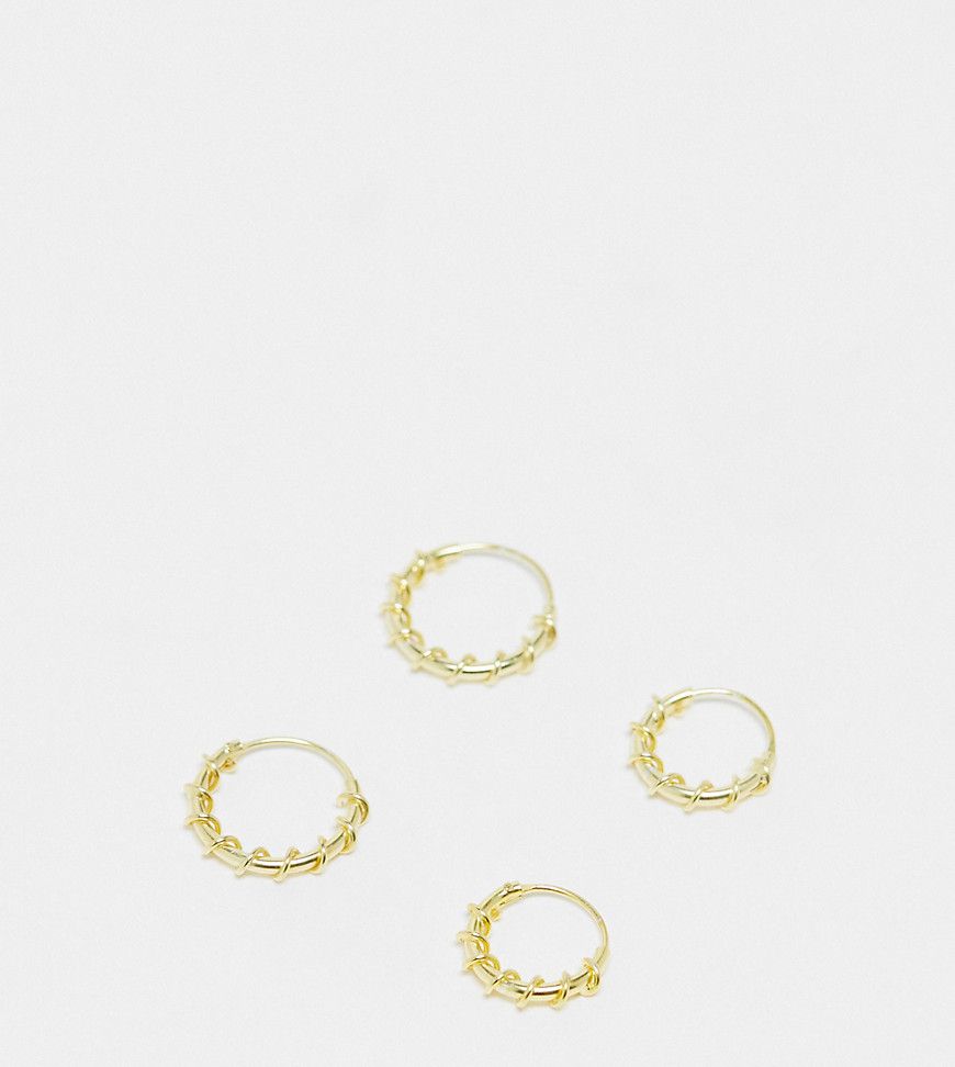 Confezione da 2 paia di orecchini a cerchio placcati con design attorcigliato - Kingsley Ryan - Modalova