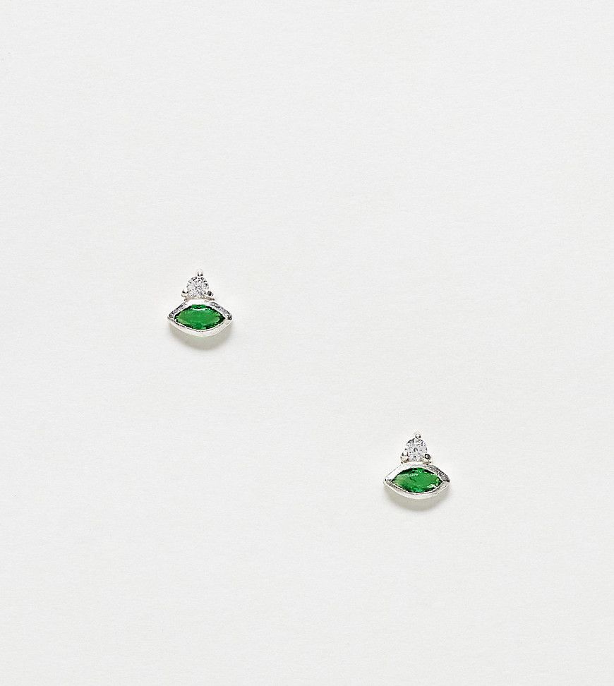 Orecchini a bottone in argento sterling con gemme a goccia color smeraldo - Kingsley Ryan - Modalova