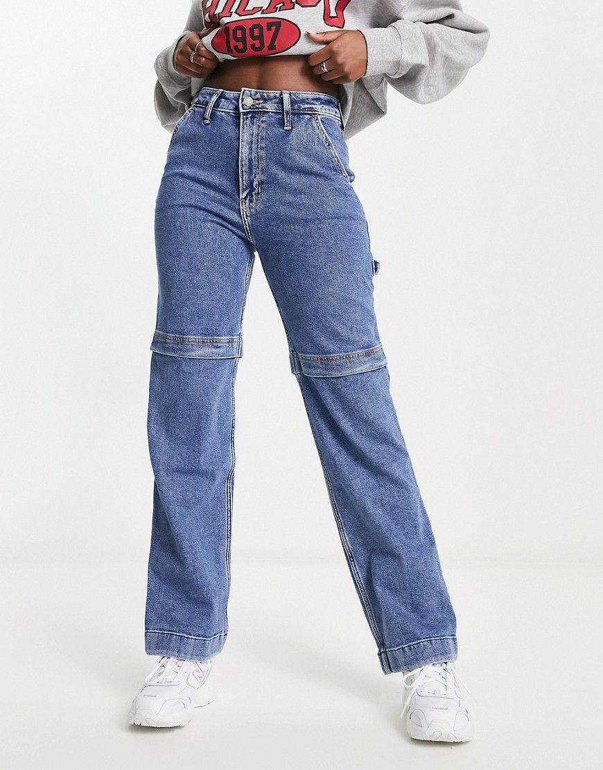 Jeans cargo lavaggio medio con cuciture sulle ginocchia - Hollister - Modalova