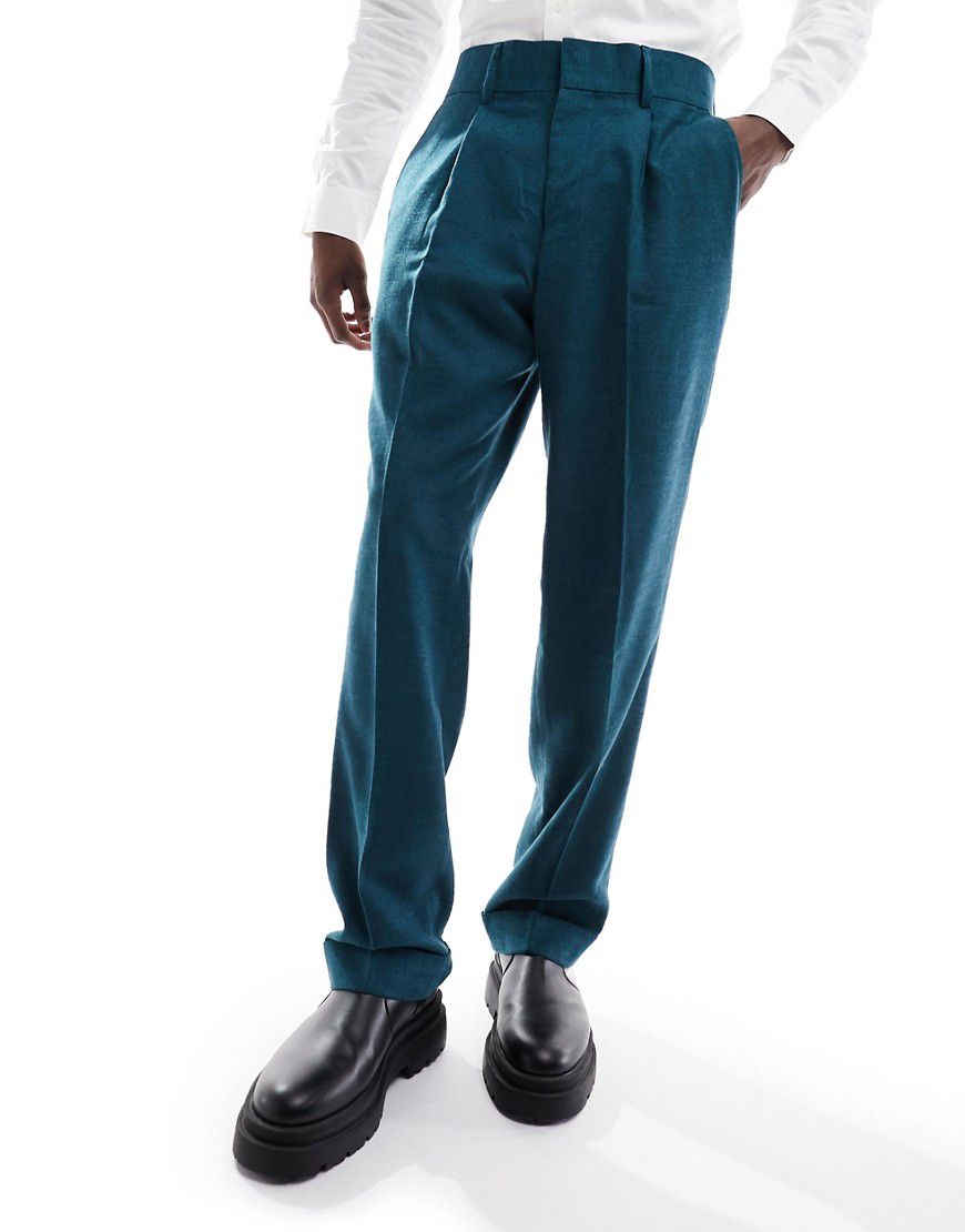 Pantaloni risvoltati da abito vestibilità comoda verde azzurro in bambù - Harry Brown - Modalova