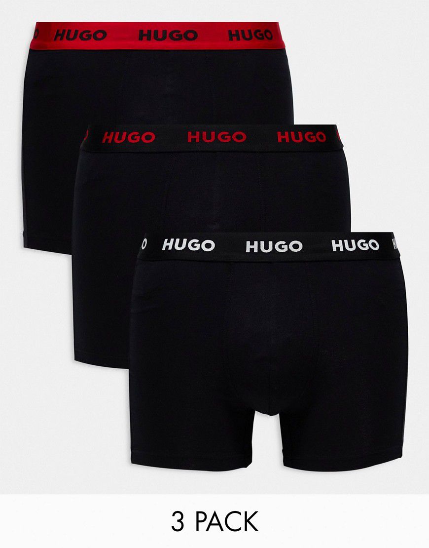 HUGO Bodywear - Confezione da 3 boxer neri con elastico in vita con logo - Hugo Red - Modalova