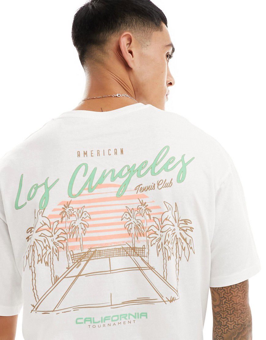 T-shirt oversize bianca con stampa di Los Angeles sul retro - Jack & Jones - Modalova