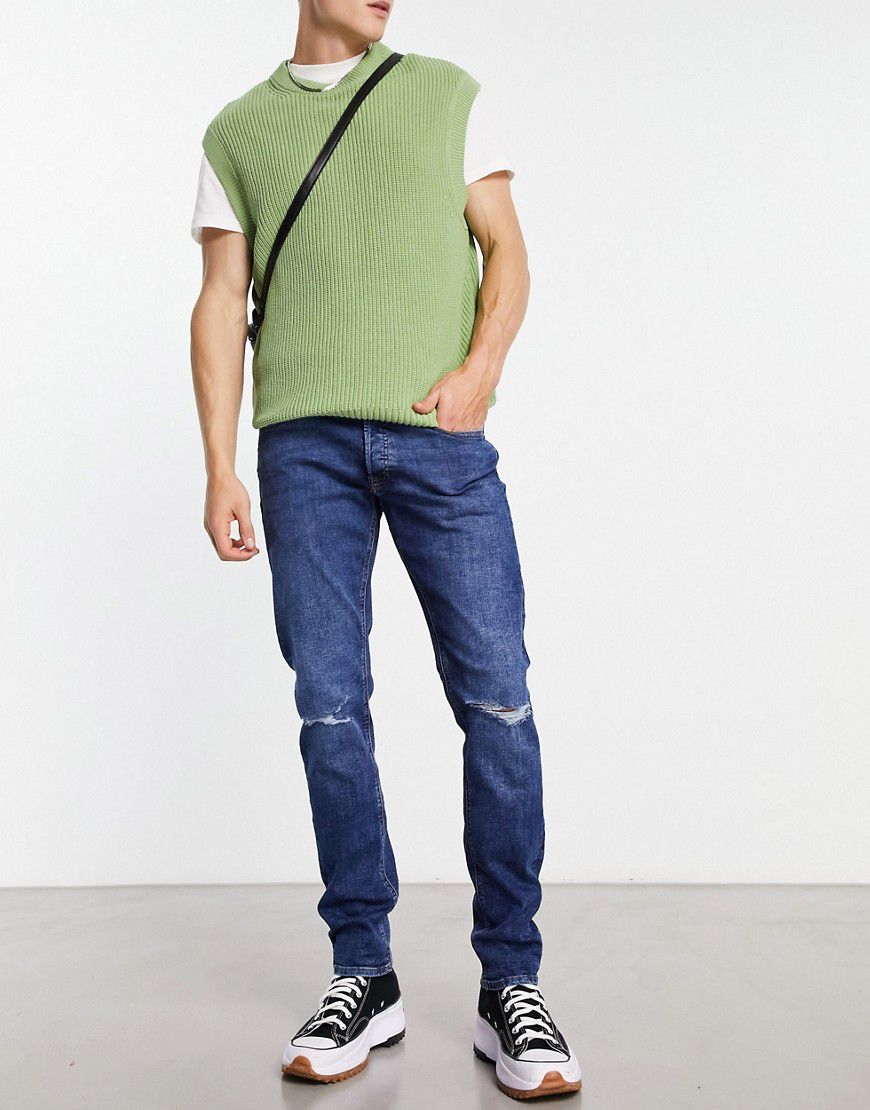 Intelligence - Glenn - Jeans slim super elasticizzati lavaggio medio con strappi - Jack & Jones - Modalova