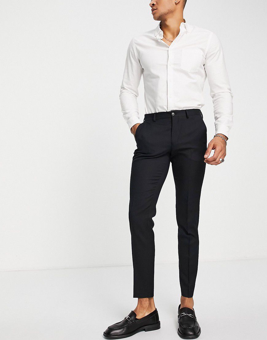 Premium - Pantaloni da abito neri stretch super slim in misto lana - Jack & Jones - Modalova