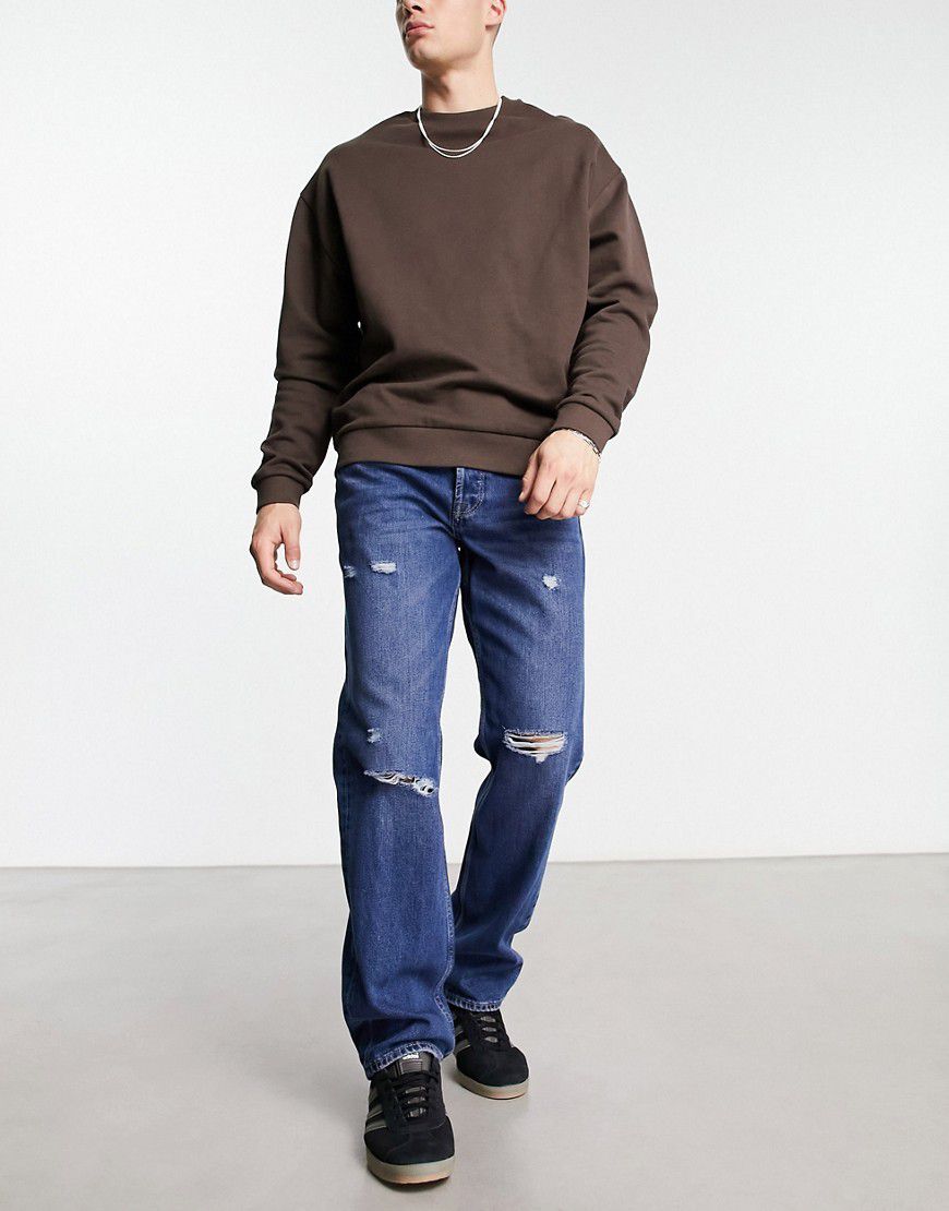 Edge - Jeans ampi lavaggio medio con strappi - ONLY & SONS - Modalova