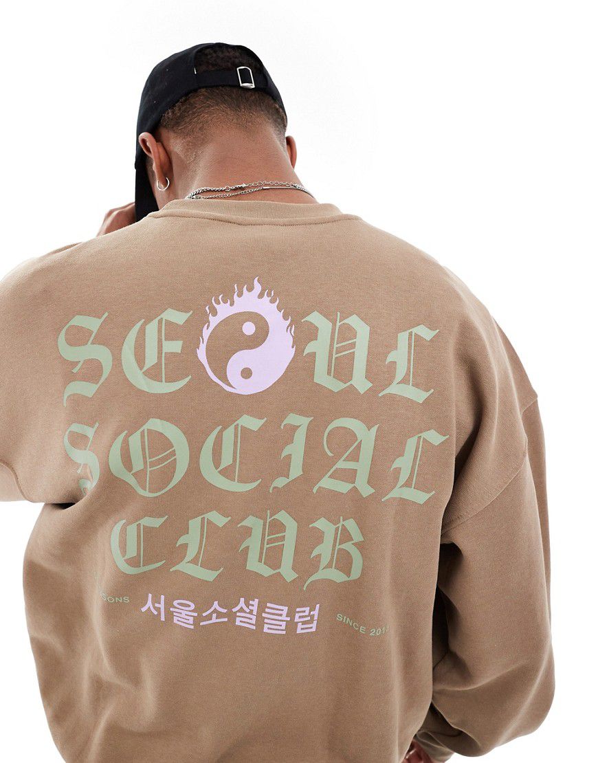Felpa oversize con stampa "Seoul" sulla schiena - ONLY & SONS - Modalova