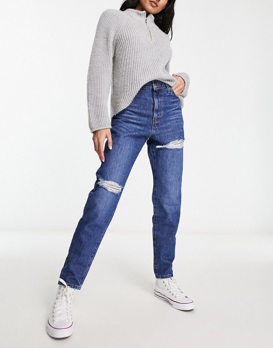 Mom jeans a vita alta lavaggio medio con strappi - Levi's - Modalova
