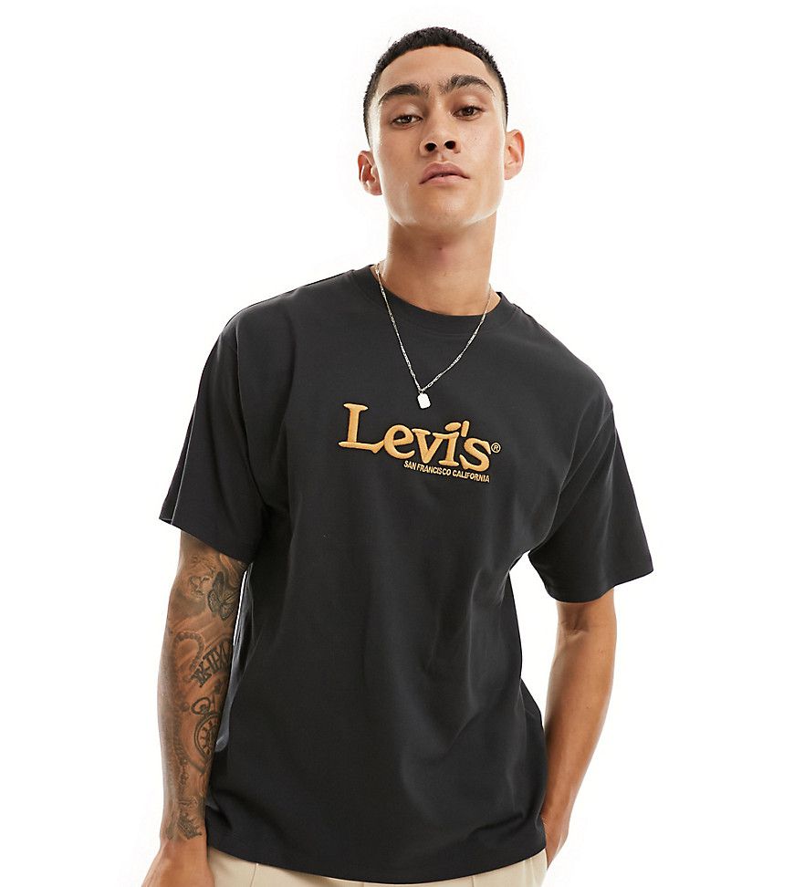 T-shirt nera con logo centrale rétro - In esclusiva per ASOS - Levi's - Modalova