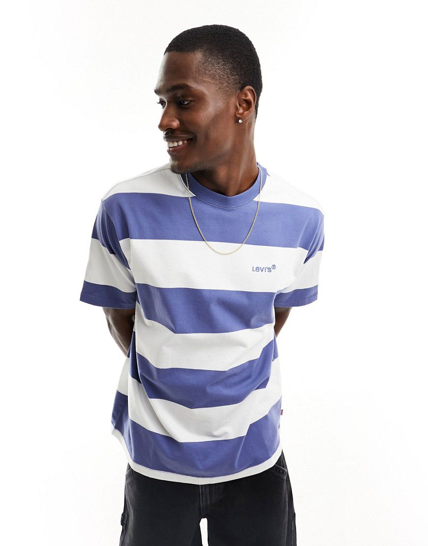 T-shirt oversize blu navy e bianca a righe con logo piccolo - Levi's - Modalova