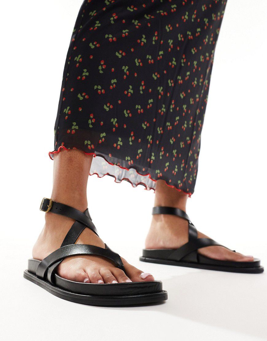 Sandali neri in pelle con fascette - Mango - Modalova