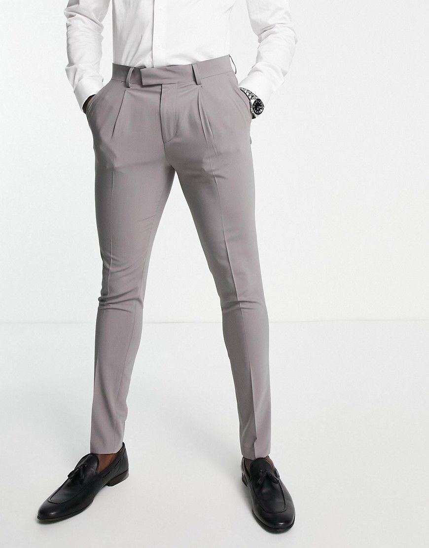 Tower Hill - Pantaloni da abito super skinny grigi in misto lana pettinata elasticizzata - Noak - Modalova