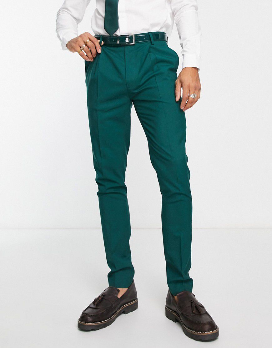Pantaloni da abito premium skinny bosco in misto lana - Noak - Modalova